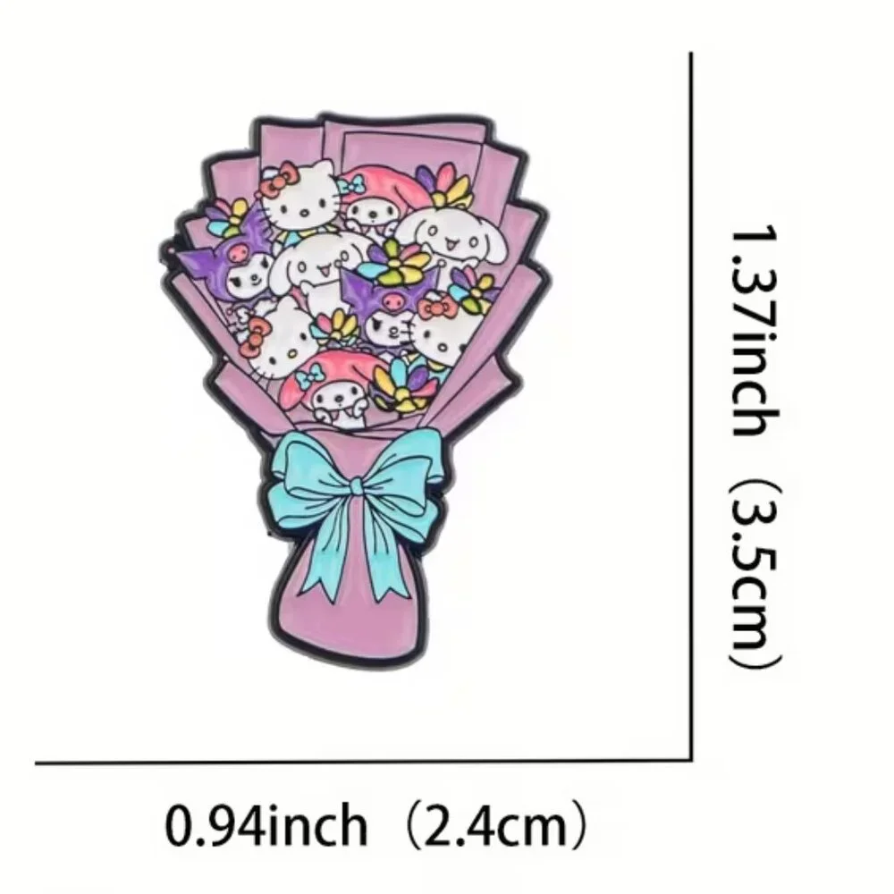 HELLO KITTY & Friends Purple Flower Bouquet‎ Enamel Lapel Pin Brooch NEW & CUTE